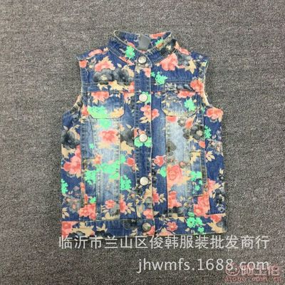 【外貿(mào)17年童裝梭織印花內(nèi)里包邊滿(mǎn)印牛仔馬甲16374】臨沂市蘭山區(qū)俊韓服裝批發(fā)商行 - 產(chǎn)品庫(kù)